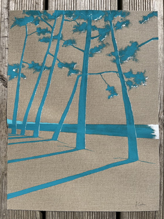 Image 1 of Vinyl painting "California Blue" on 345g raw canvas. Size 40x30cm.