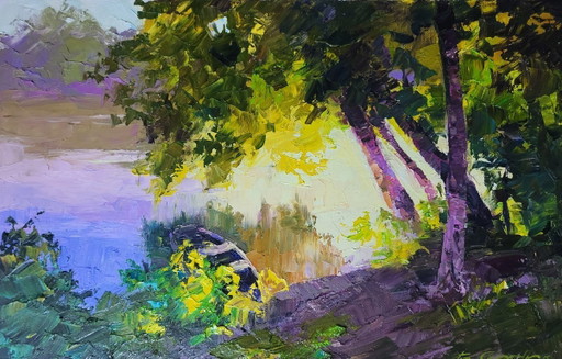 Evening in the Forest by the River