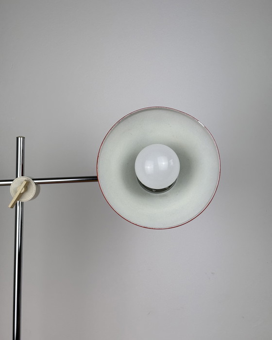 Image 1 of Lampada da tavolo vintage regolabile in metallo arancione e alluminio di Richard Essig, metà secolo, anni '70, cromata, era 