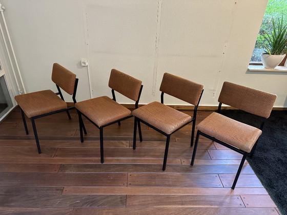 Set of 4 Vintage Design Martin Visser Dining chairs - 1960s, Spectrum, Metal, Textile, Black (photo 4 of 15)