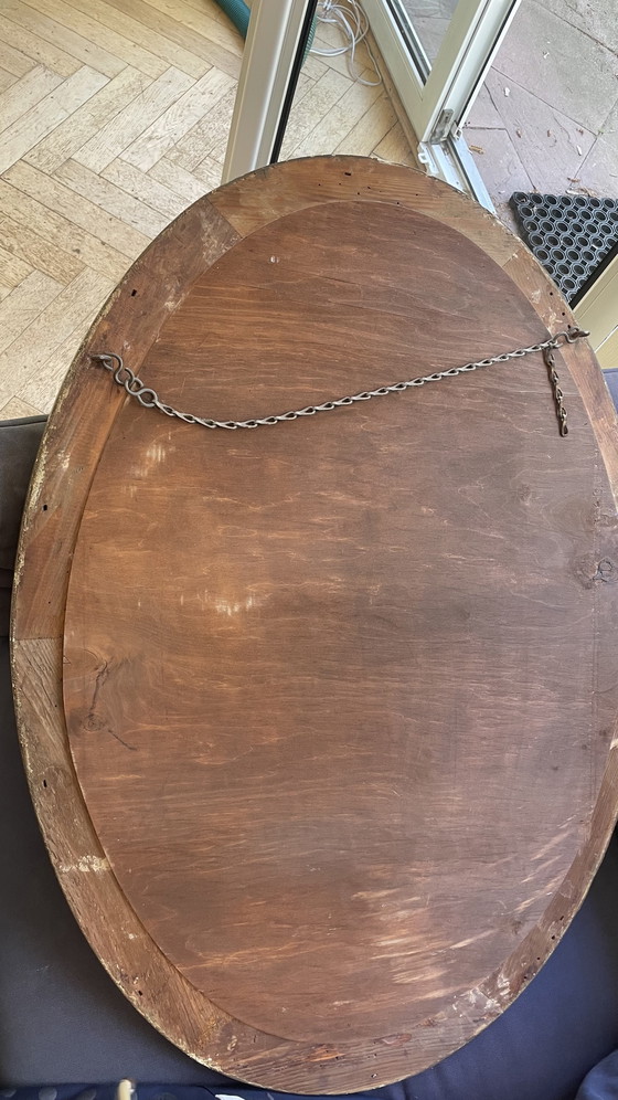 Image 1 of Vintage gouden ovale spiegel in Hollywood Regency-stijl