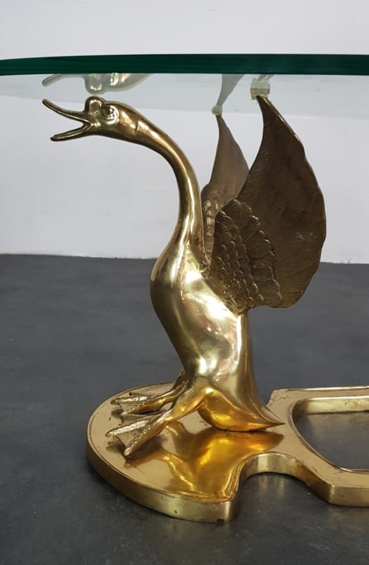 Image 1 of Hollywood Regency brass coffee table swan