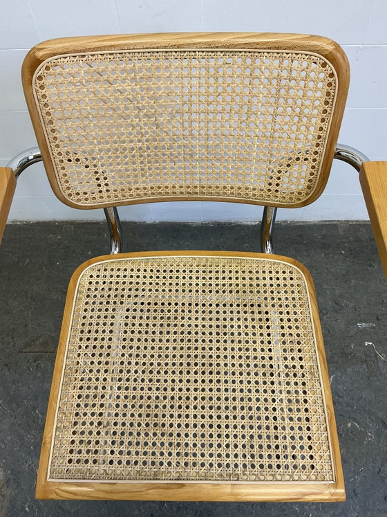 1 x Vintage Cesca stoel, Eetkamerstoelen, Chroom, Hout, Zilver (foto 7 van 15)