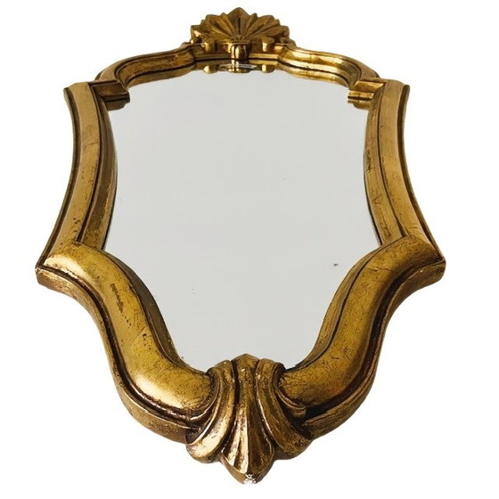 Image 1 of Vintage barok mid-century gouden kuifspiegel bladgoud 1950's
