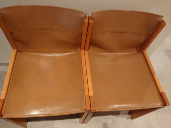 Eetkamerset tafel en 6 stoelen van het merk Ibisco vintage jaren 70 design – Leather, Wood (photo 5 of 5)