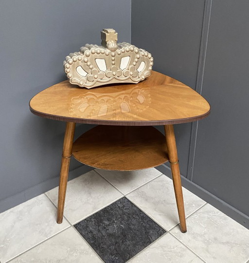 High wood coffee table,  triangle shape 1960s