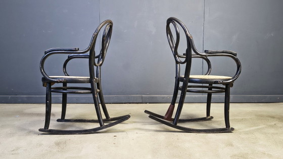 Image 1 of Paire de fauteuils à bascule Art nouveau, années 1900