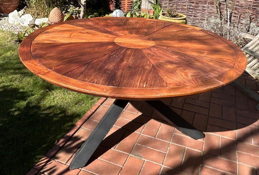 Table de jardin ronde en teck