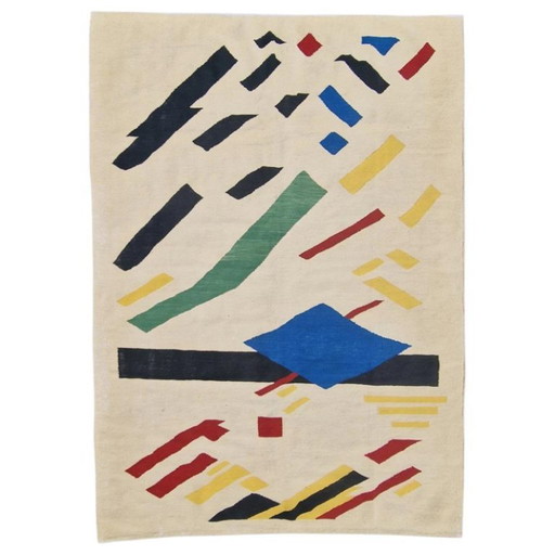 Tapiz tejido a mano de composición suprematista de Kazimir Malevich | Arte textil | 244 × 176 cm (96 × 69 pulgadas)