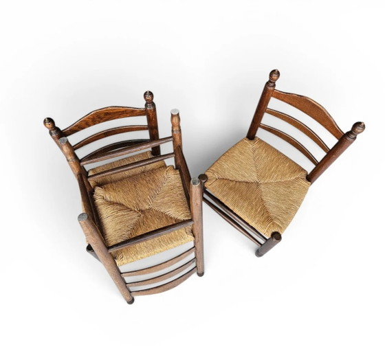 3 x Antique Provincial Ladderback Child's Chairs / Rush Seat / 1930s – Dining chairs (photo 12 of 18)