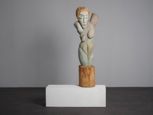 Geschilderde houten vrouwelijke Beeldhouwkunst van Tom de Munk-Kerkmeer, Australië, 1990