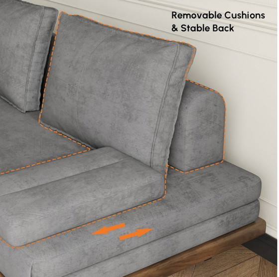 Canapé-lit Queen comme neuf avec coussins * Style milieu du siècle – Homary, Canapés convertibles, Textile (photo 16 of 19)