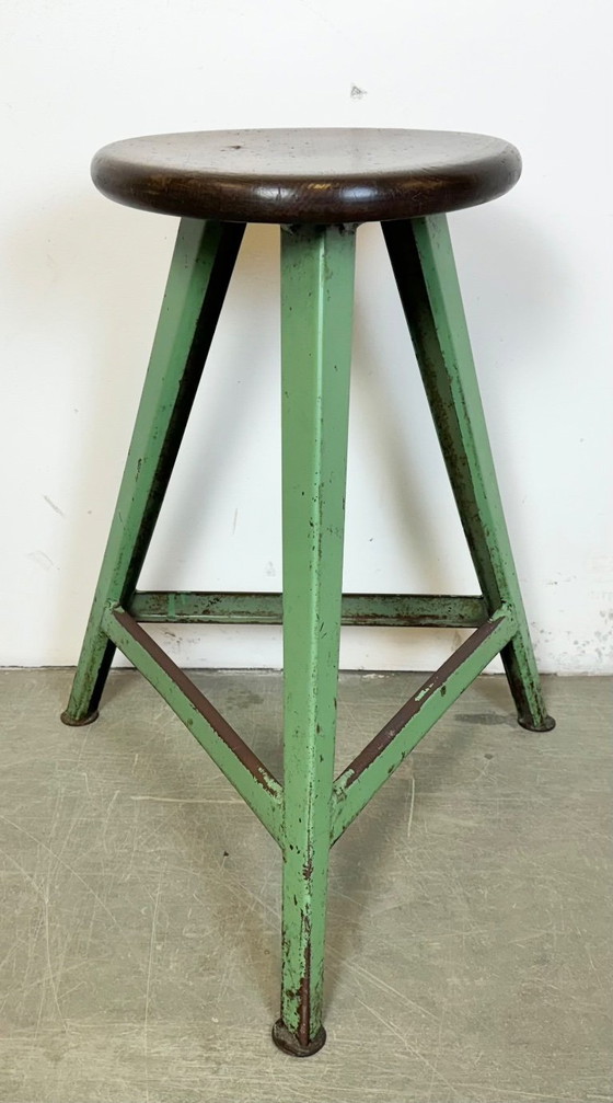 Image 1 of Green Industrial Workshop Stool, 1960s