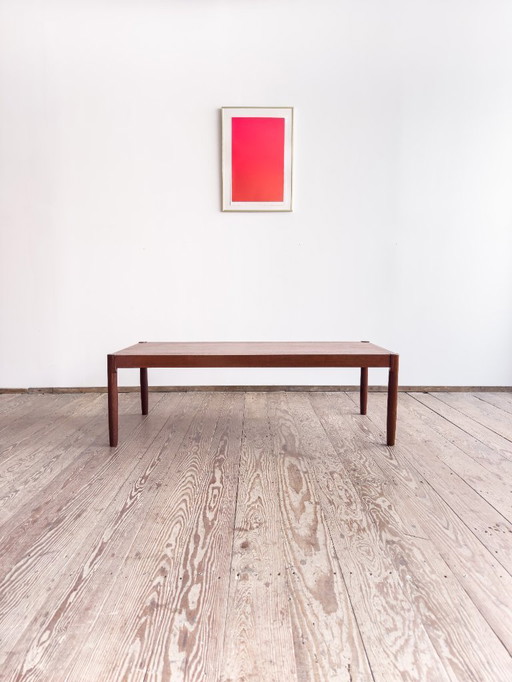 Mesa de centro danesa de teca de mediados de siglo, artesanía en madera maciza