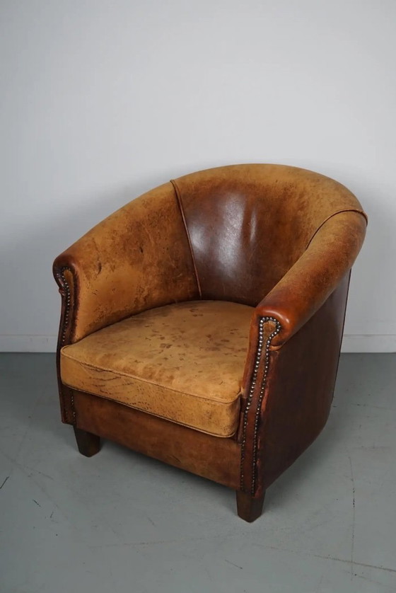 Image 1 of Vintage Nederlandse cognackleurige leren clubfauteuil