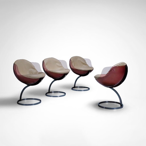 Sphere dining chairs by Boris Tabacoff for Mobilier Modulaire Moderne France 1970s, set of 4