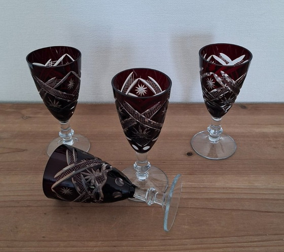 Juego de 4 copas de cristal rojo checo de Bohemia – Vasos y jarras, Crystal, Glass (photo 7 of 10)