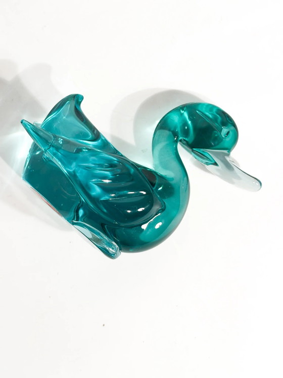 Green Murano Glass Duck Sculpture by Archimede Seguso 1950s (photo 3 of 6)