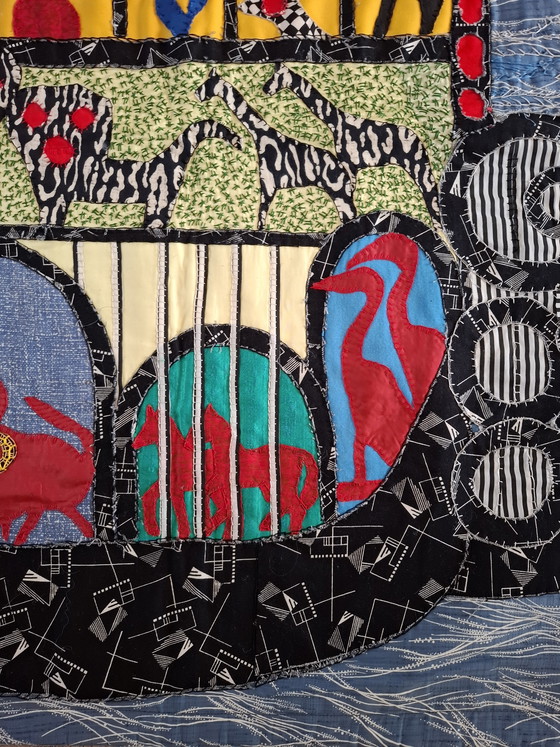 Image 1 of Textile artwork for wall or over table depicting Noah's Ark