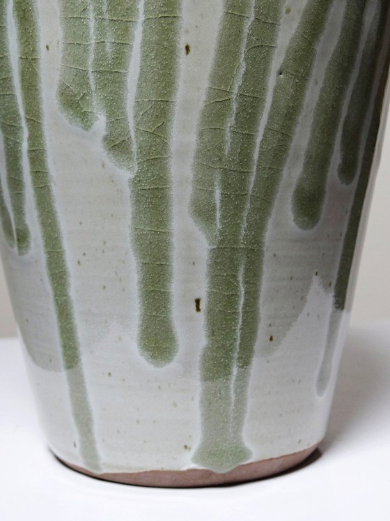 Image 1 of Wabi-Sabi modernist stoneware vase with vintage ash glaze
