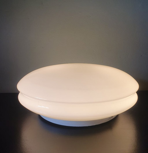 Vintage Raak Amsterdam opaline UFO glass ceiling lamp