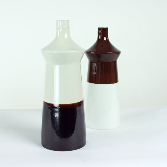 Image 1 of Zweiteiliges Set Keramikvasen von Jamberk, Tschechoslowakei, 1960er Jahre