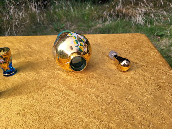 Vintage Murano Handmade Decanter Set - 24K Gold - Light blue 6 piece liquor set, Glass & Decanter, Glass (photo 6 of 8)