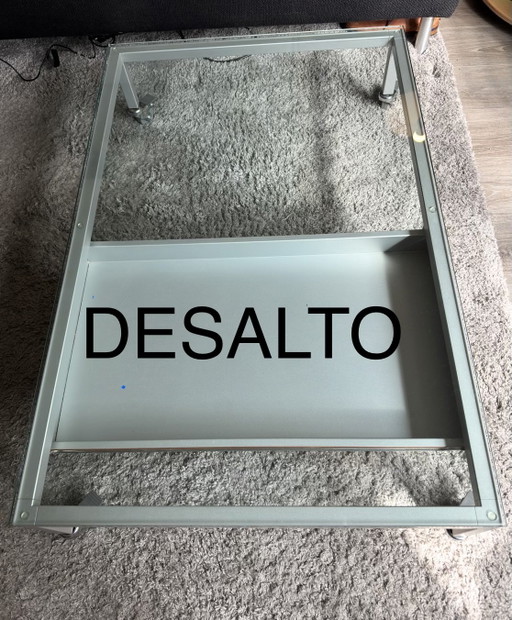Design salontafel op wielen met lade – Glass, Metal