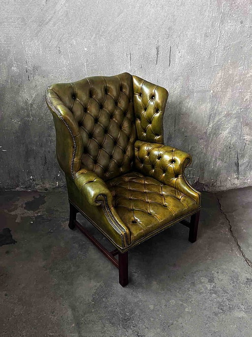 Fauteuil Chesterfield vintage britannique
