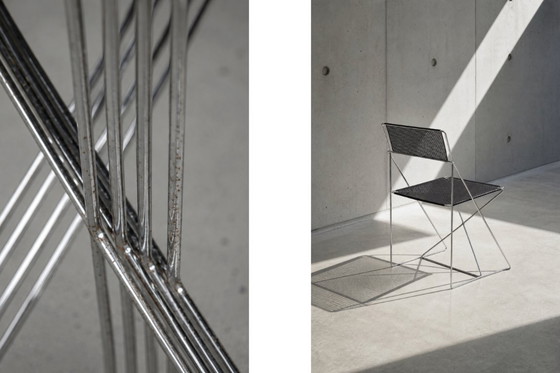 Image 1 of Vintage minimalistische metalen X-Line stoelen van Niels Jørgen Haugesen voor Hybodan, jaren 70, set van 4