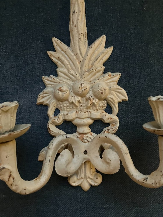 Image 1 of Coppia di vecchie applique da parete in ghisa