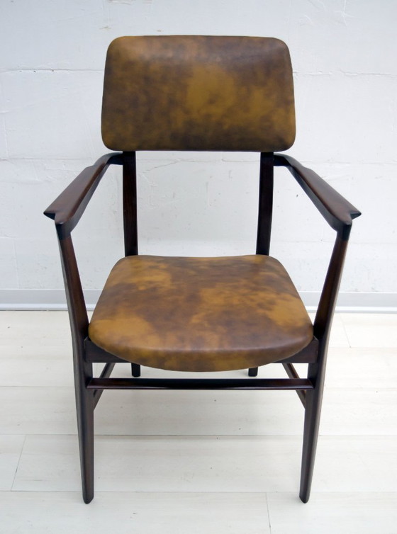 Image 1 of Vittorio Dassi Mid-Century Modern Italienischer Teakholz-Schreibtisch und Stuhl, 1950er Jahre