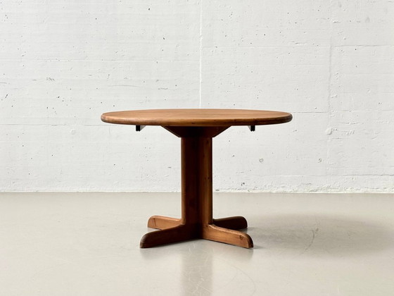 Image 1 of Table de salle à manger extensible en pin teinté foncé, années 1970