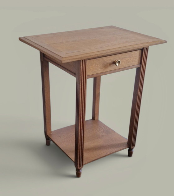 Image 1 of Oak side table – Architectural lines, modernist spirit 1940