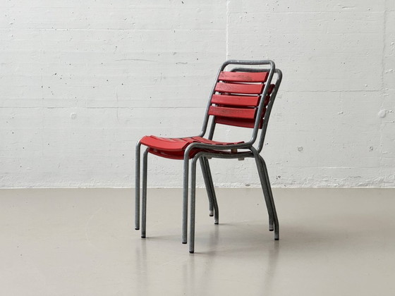 Image 1 of Gartenstühle aus Eschenholz mit feuerverzinktem Stahlgestell von Atelier Alinea, 1970er Jahre