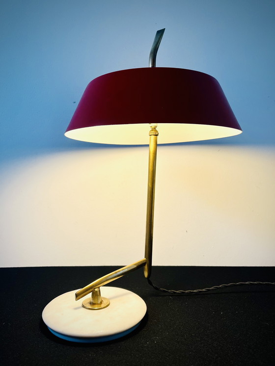 Image 1 of Stilux  - Oscar Torlasco - Marble & Brass Tafellamp - Italië 1950S