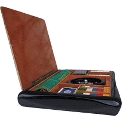 Boîte de jeu vintage en plastique et bois avec roulette, Italie 1960