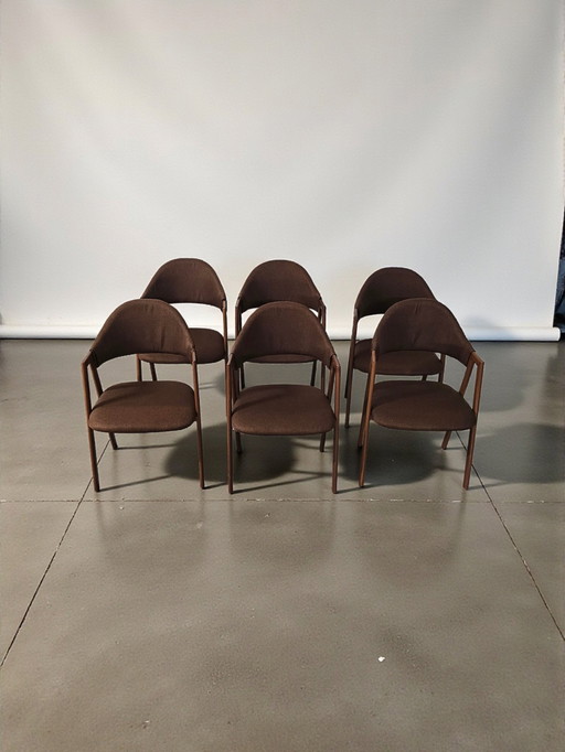 6 sillas de comedor de diseño danés tapizadas en lino