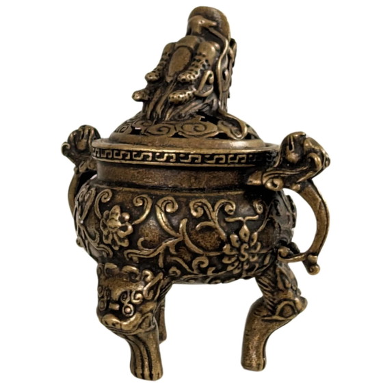 Brûle-encens Dragon Miniature Chinois en Bronze (Ding) – Objets déco (photo 4 of 10)