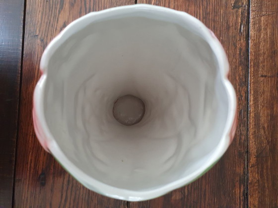 Art Nouveau barbotine vase 29 cm - in perfect condition, Ceramic, Multi Color (photo 12 of 13)