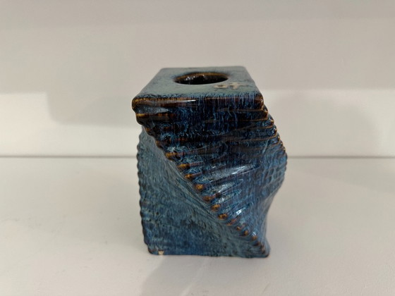 Image 1 of Candelero de cerámica esmaltada - Tournant sculptural bleu