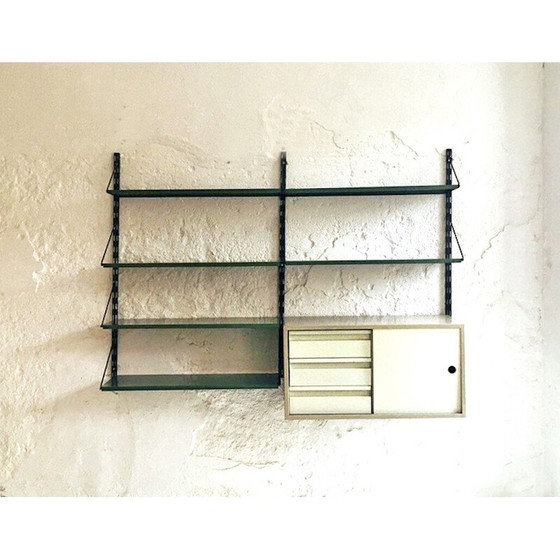 Image 1 of Vintage green and gray metal wall unit by Tjerk Reijenga for Pilastro, 1960