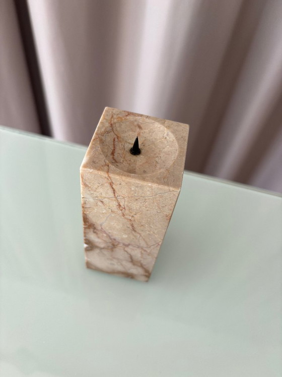 Vintage minimalistische beige marmeren kandelaar – Kandelaars en kaarsen, Marble (photo 5 of 7)