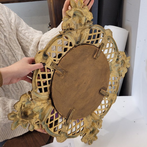 Image 1 of Espejo convexo “Witch mirror”, marco en bronce dorado, 50’s – Francia