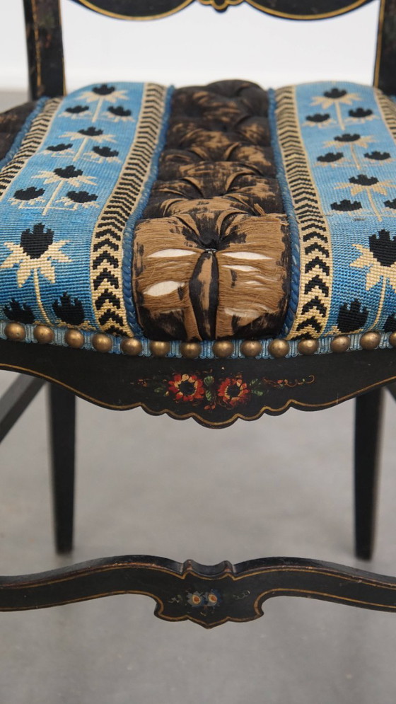 Image 1 of Antiker französischer Stuhl Napoleon 3 mit Perlmuttintarsien