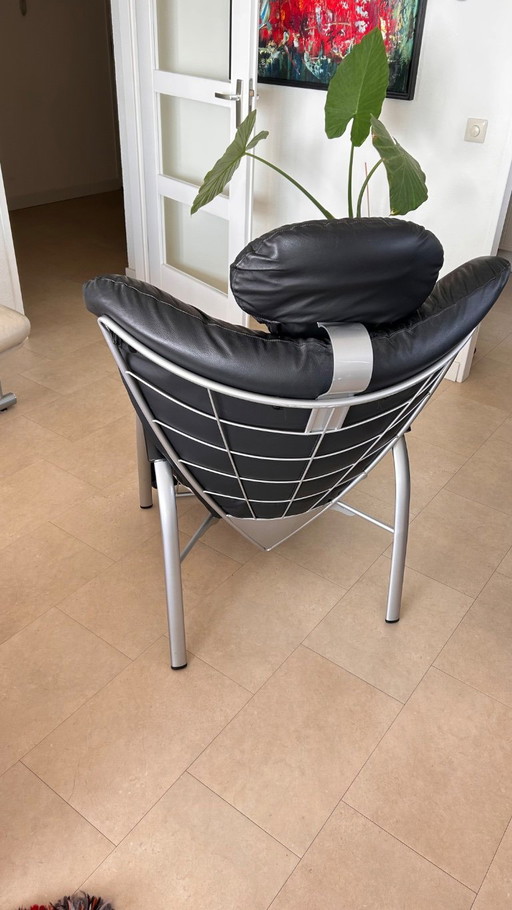 Sillón reclinable Bonaldo, cuero negro,