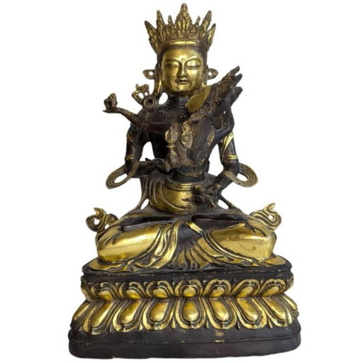 Yab-Yum tantrique vintage en bronze doré – Circa 1960 – decoratieve objecten, Gold