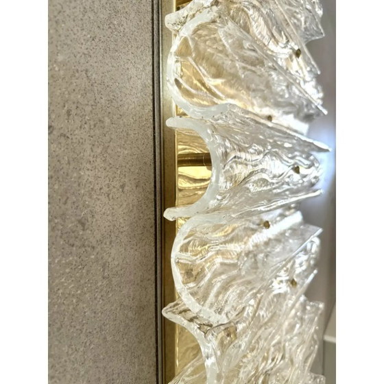 Image 1 of Luxury Italian Murano Glass Brass Wall Sconce / Flush Mount Fixture