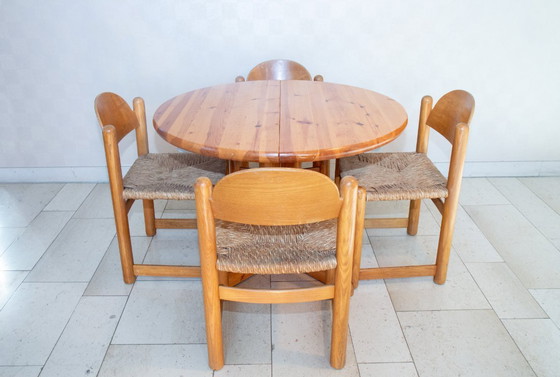 Image 1 of Table à Manger Extensible Ronde en Pin Massif, 1970-80