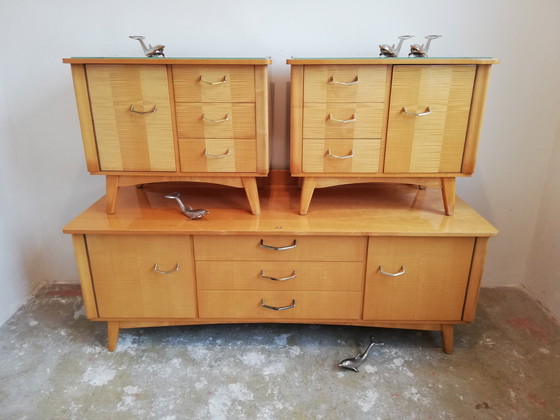 Image 1 of Luxury Mid - Century Vintage Set: Lowboard Dresser TV Furniture / Nightstands Sideboards